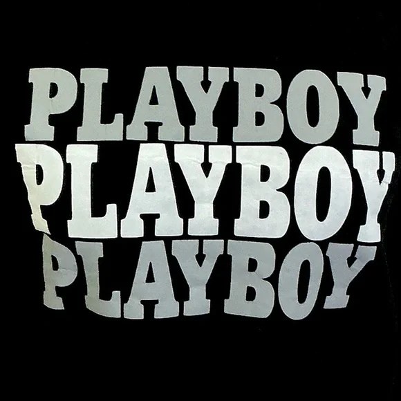 Playboy Sweatshirt Women Crew Neck Long Sleeve Black Gray White Logo Size Small - Picture 10 of 16